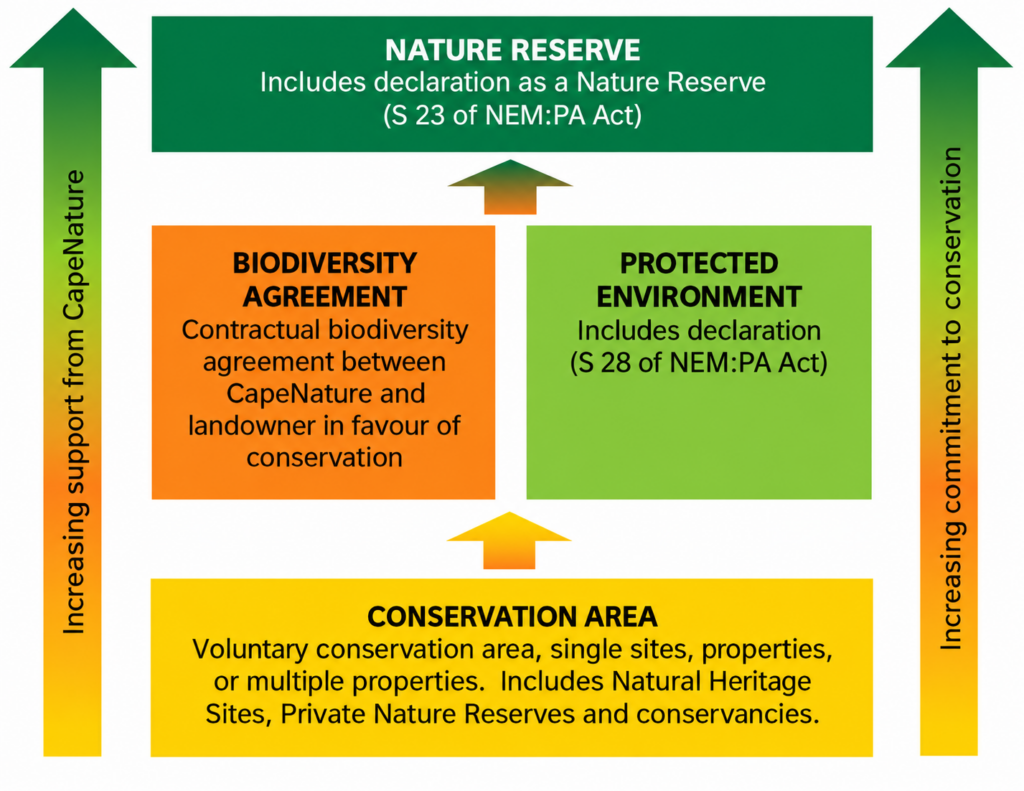 Figure 1. The four Biodiversity Stewardship options available to landowners can all be tailored to your needs as a landowner, while the higher categories offer more support, they require more commitment from landowners.